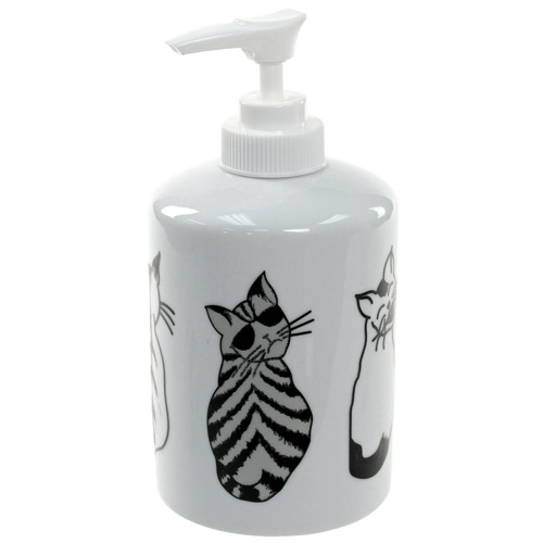 Soap Dispenser, Gedy 1880-4176, White Soap Dispenser with Cat Picture 1880-4176
